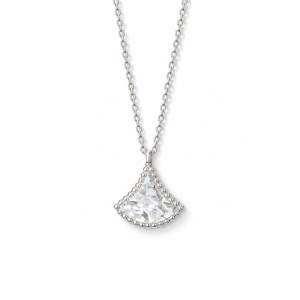 Mother-of-Pearl Fan Pendant Necklace-Quiet Grac