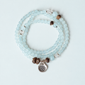 Aquamarine & Agarwood Wrap Bracelet Necklace-Morning Light