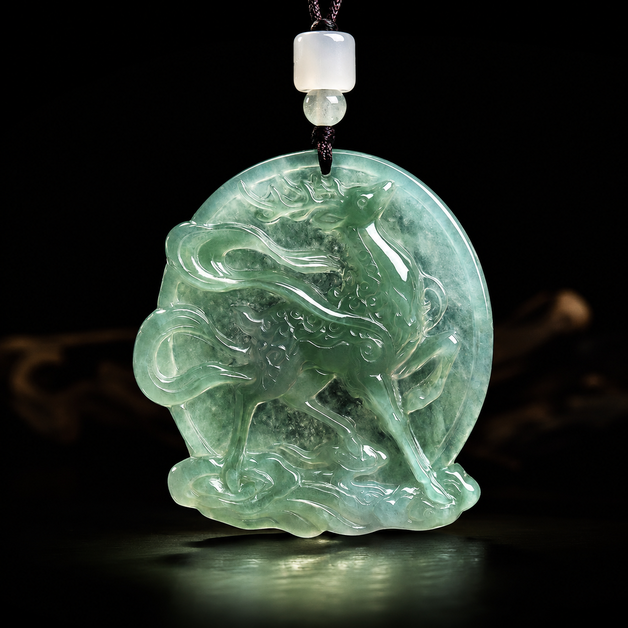Nine-Colored Deer Jade Pendant-Kindness, Integrity & Justice