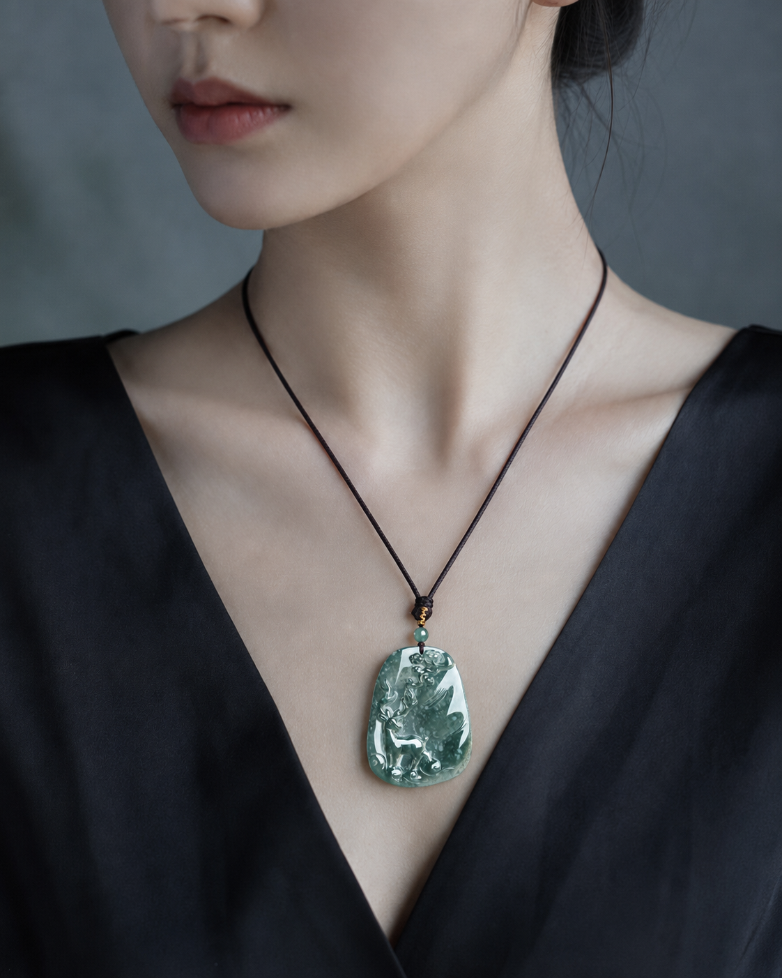 Der heilige Wald – Eisjadeit neunfarbiger Hirsch spirituelles Amulett