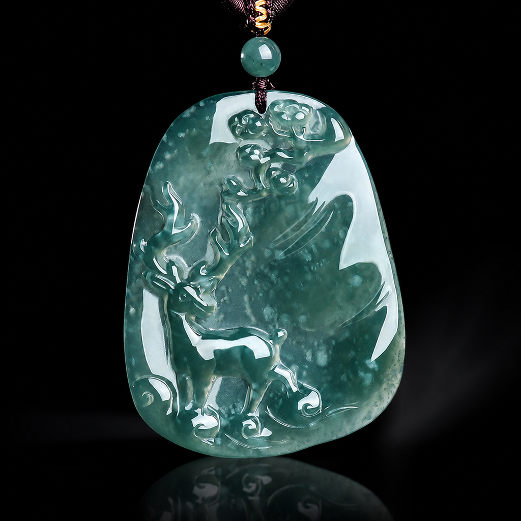 Der heilige Wald – Eisjadeit neunfarbiger Hirsch spirituelles Amulett
