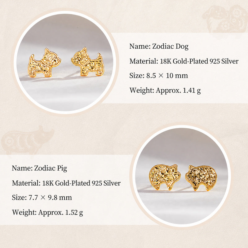 18K Gold-Plated 925 Silver Zodiac Stud Earrings-Your Sign, Your Story