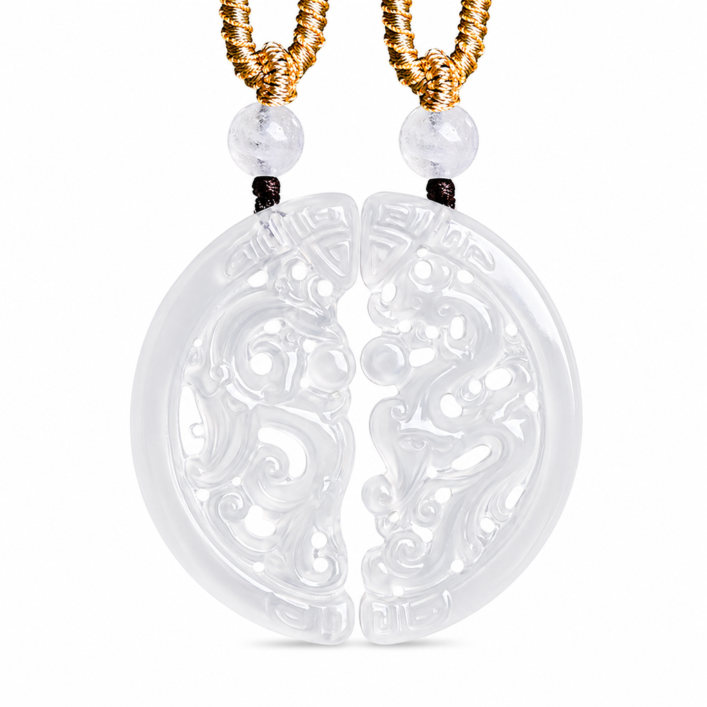 Dragon & Phoenix Hollow Design Aaget Pendant Set – Unity, Love & Lifelong Bond