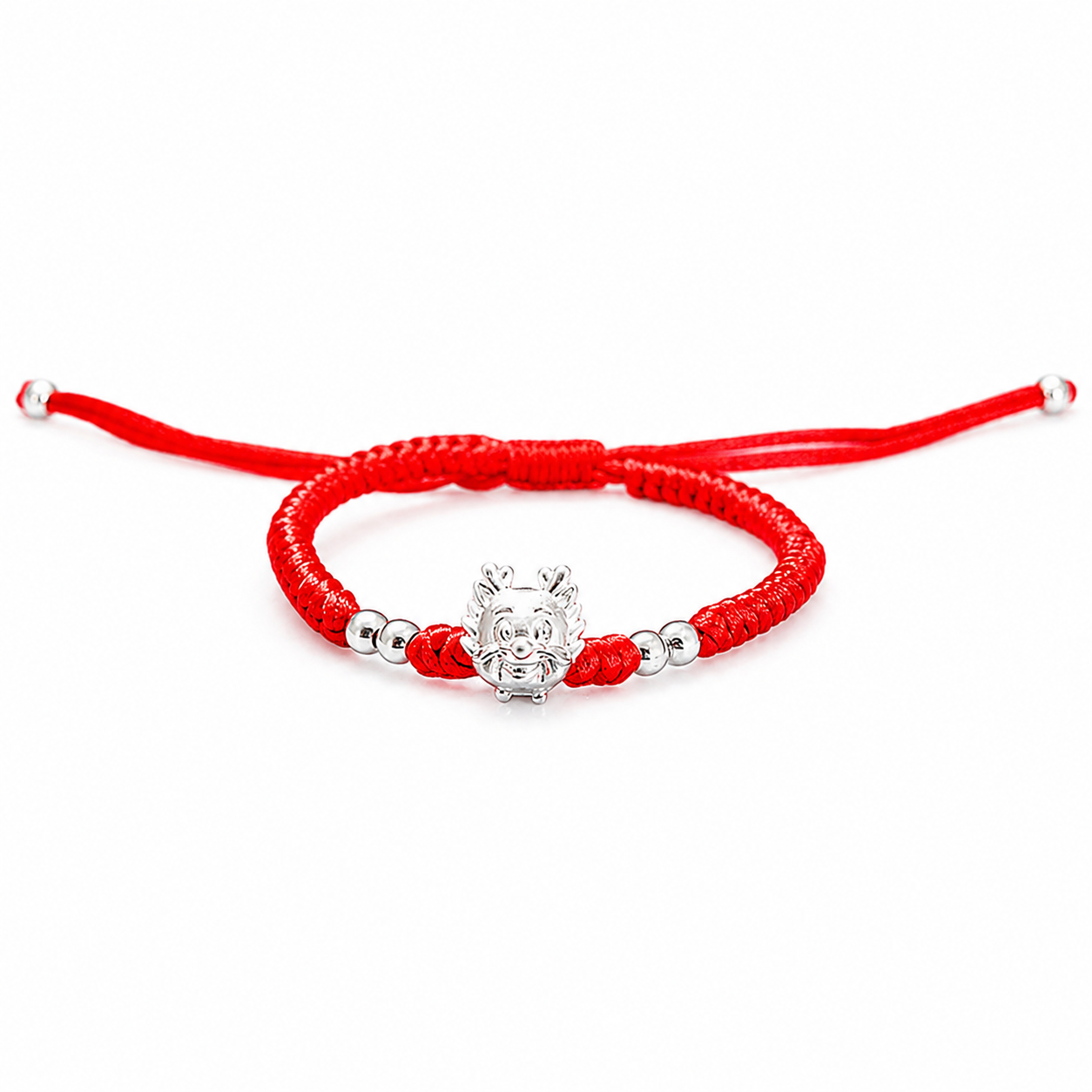 2024 Jahr des Drachen Rotes Fadenarmband – 925 Sterling Silber