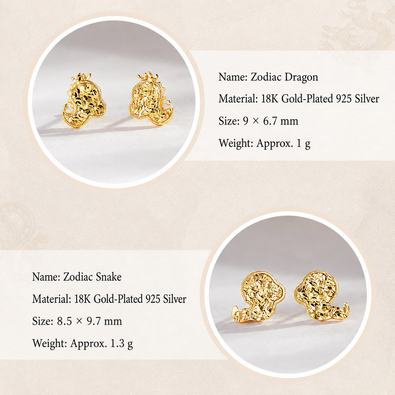 18K Gold-Plated 925 Silver Zodiac Stud Earrings-Your Sign, Your Story