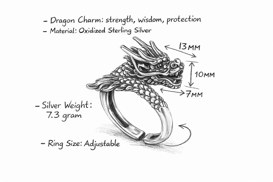 Dragon Silver Ring-Fortune Prosperity