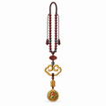 Enamel gourd sandalwood car charm on white background