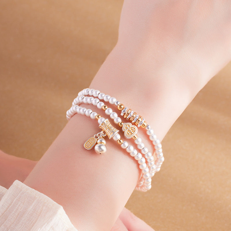 Fine Silver 999 gourd triple-wrap bracelet model view