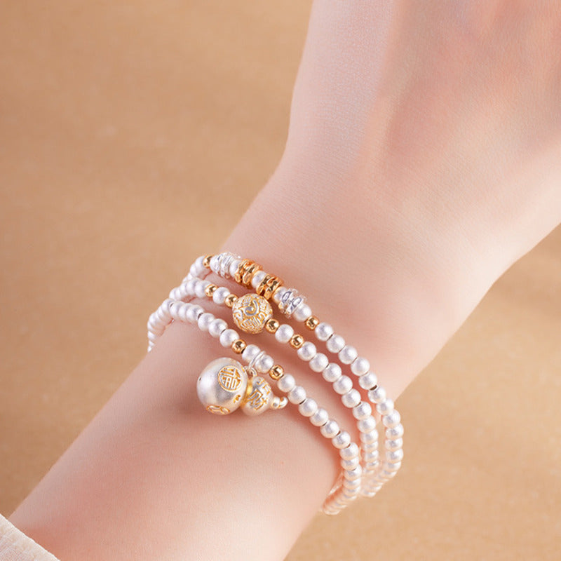 999 fine silver gourd bracelet styled on wrist
