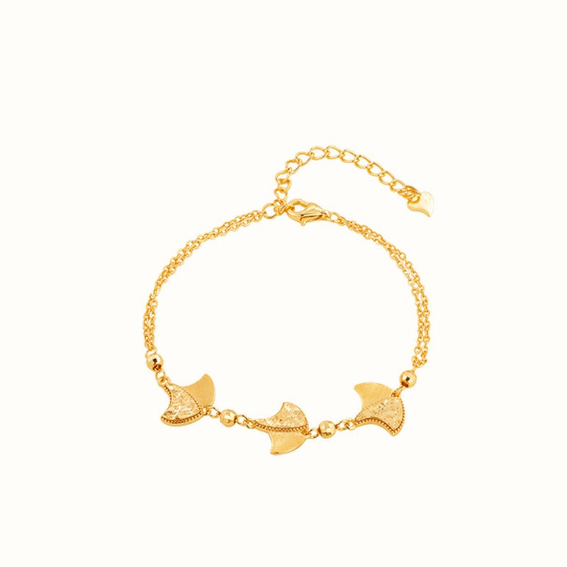 Full adjustable ginkgo leaf bracelet on the original white background