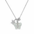 Greenish-white jade butterfly necklace on a clean white background