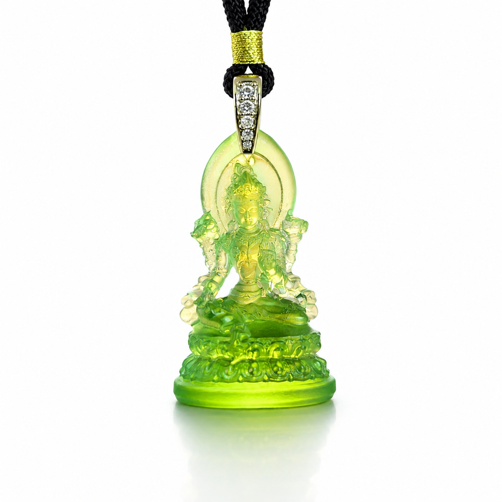 Green Tara Glaze Pendant – Protection, Compassion & Positive Energy