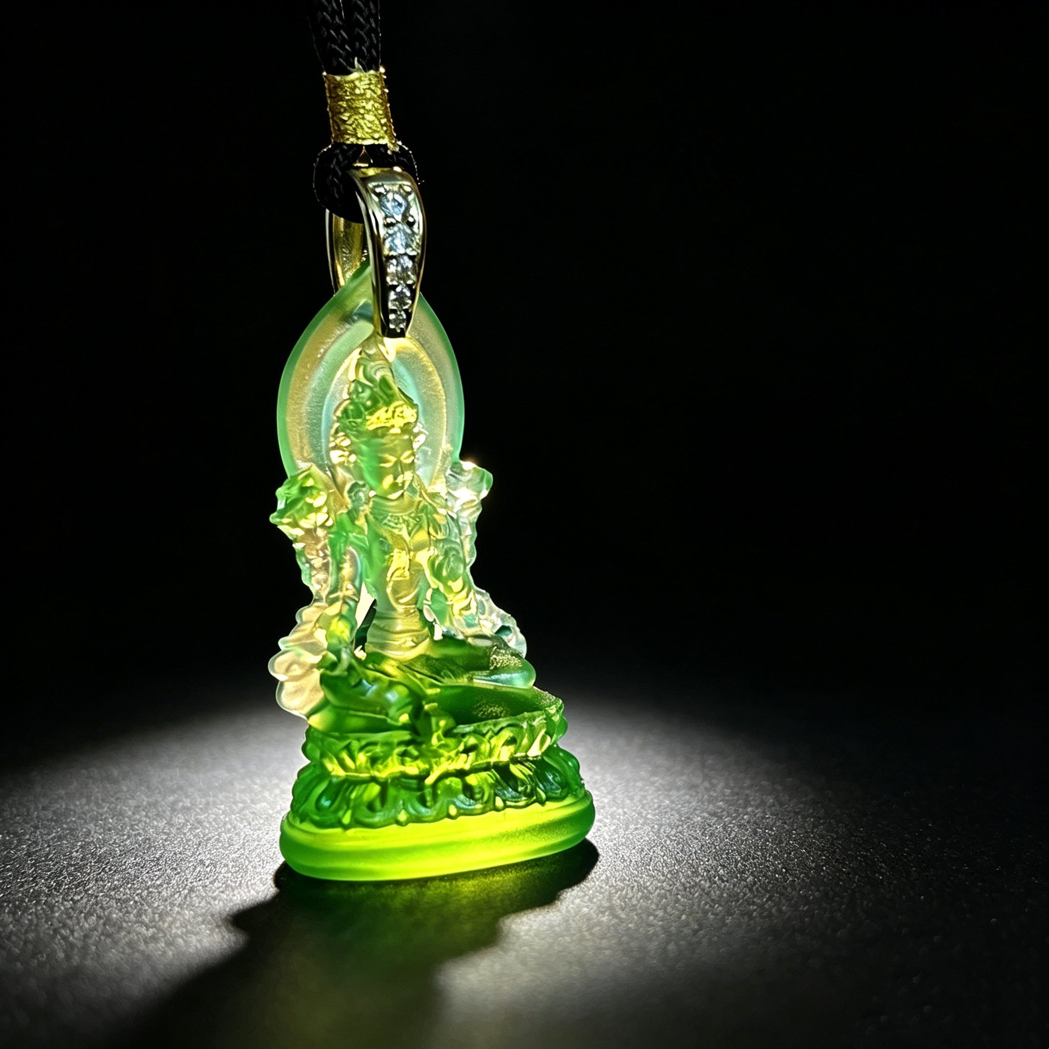 Green Tara Glaze Pendant – Protection, Compassion & Positive Energy