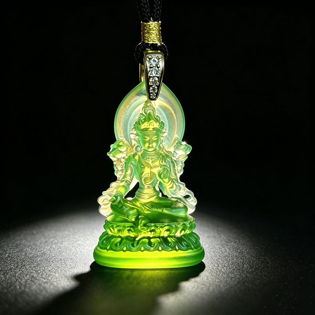 Green Tara Glaze Pendant – Protection, Compassion & Positive Energy