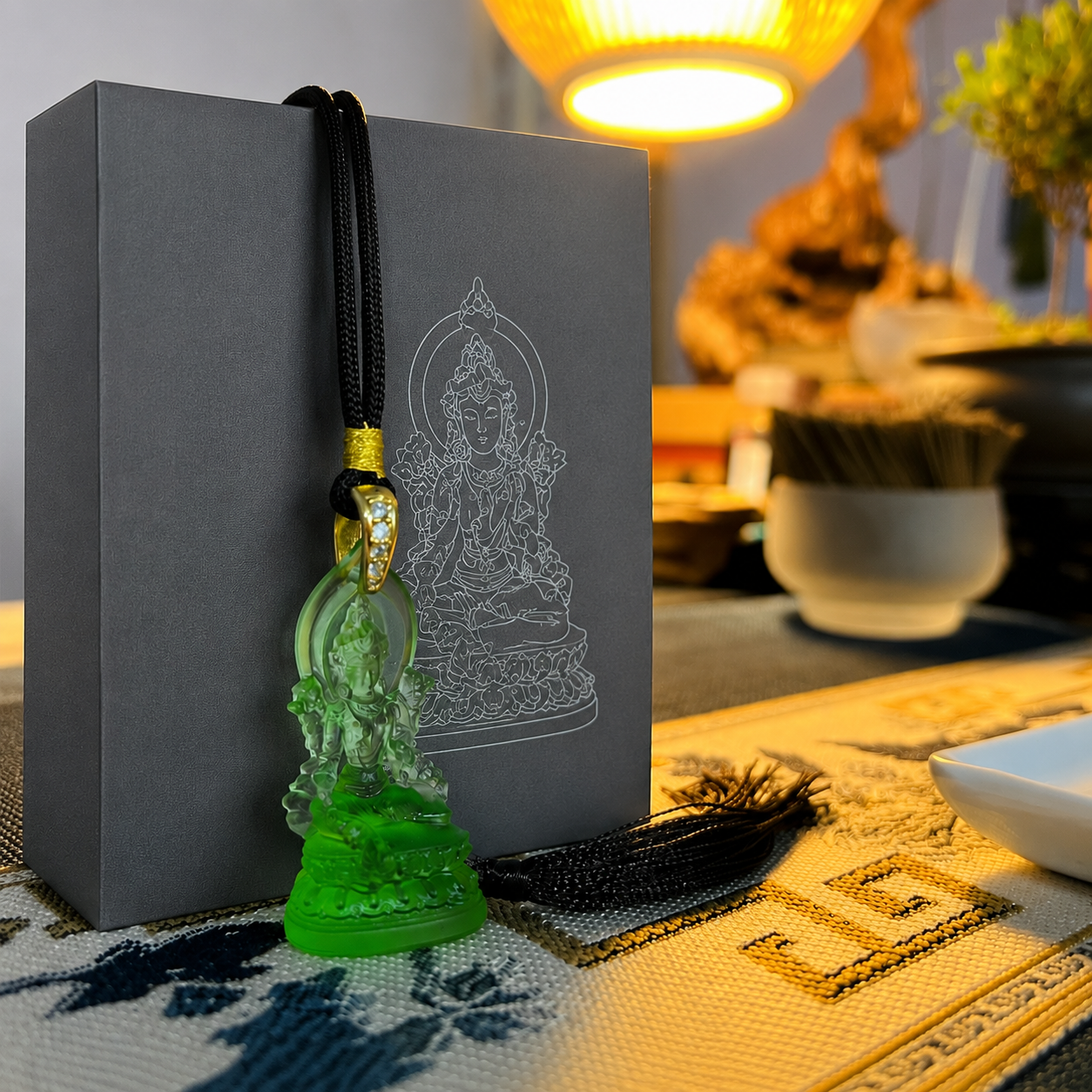 Green Tara Glaze Pendant – Protection, Compassion & Positive Energy