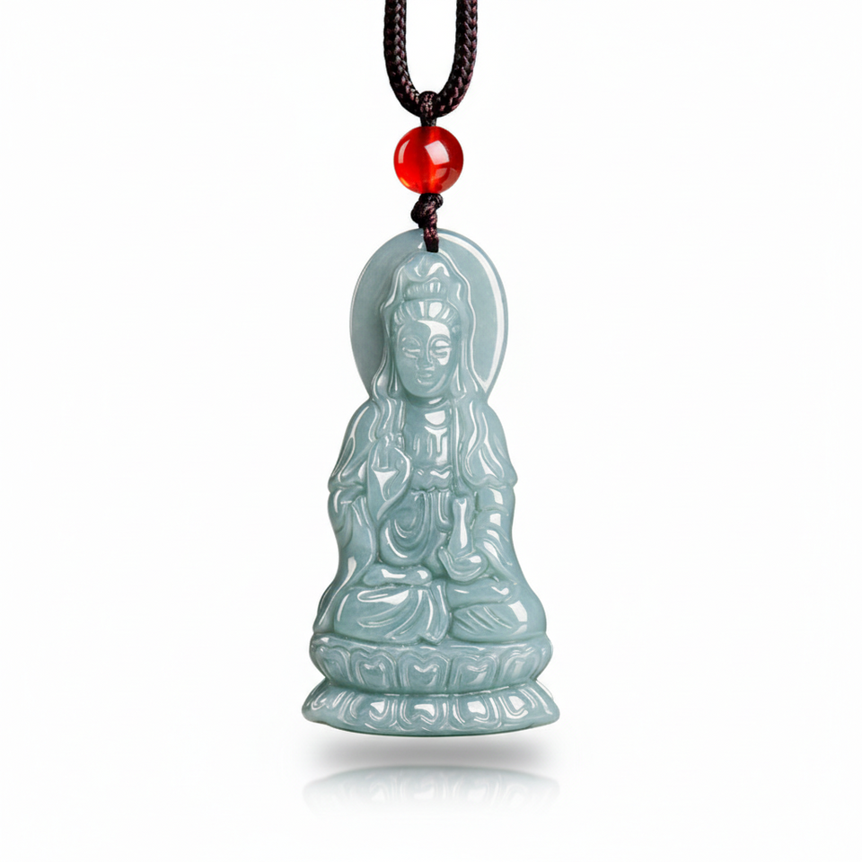 Serene Acceptance Jade Guanyin Pendant Necklace