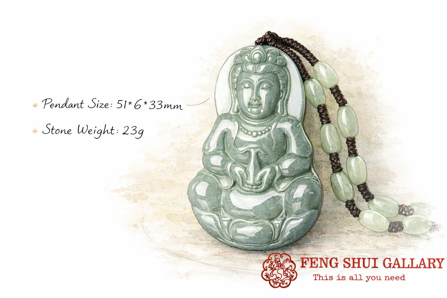 Guan Yin Avalokiteshvara Jade Pendant Necklace-Compassion