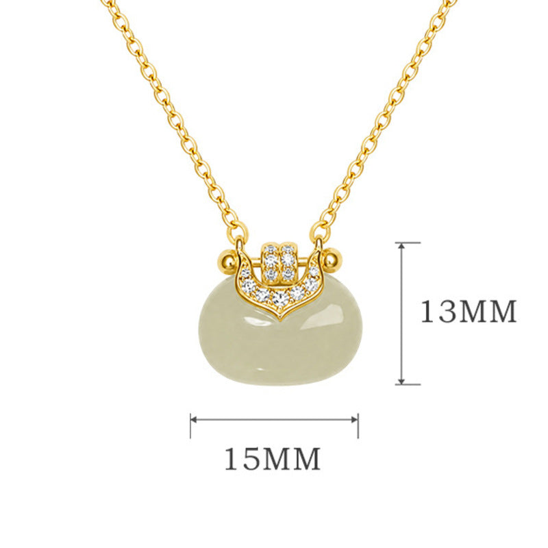 Hetian jade blessing pouch pendant dimensions 15 by 13 mm