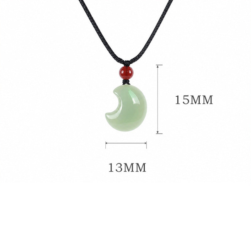Hetian jade crescent moon pendant measuring 15 by 13 millimeters