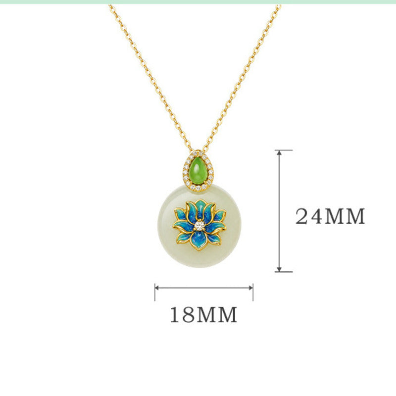 Hetian jade lotus pendant size reference 24 x 18 mm