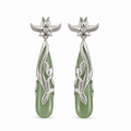 Hetian jade magnolia drop earrings pair on white background