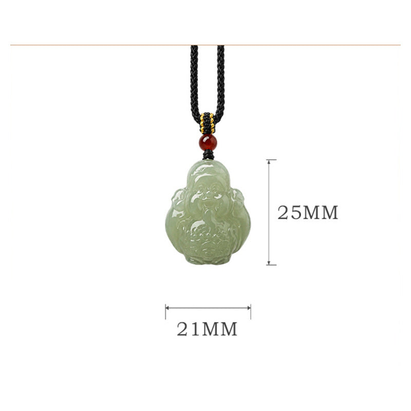 Hetian jade Wealth God pendant dimensions 25 by 21 millimeters