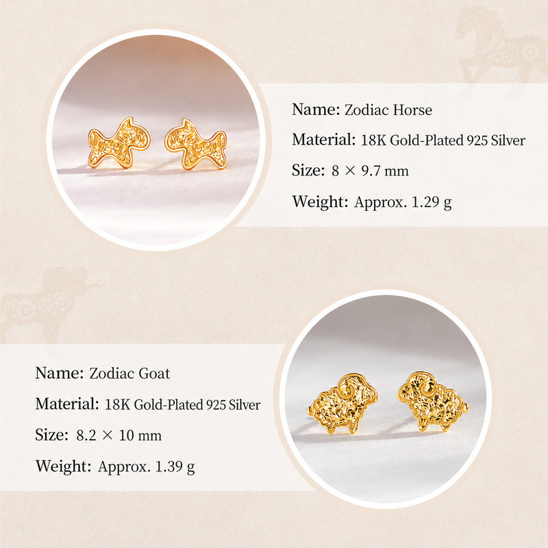 18K Gold-Plated 925 Silver Zodiac Stud Earrings-Your Sign, Your Story