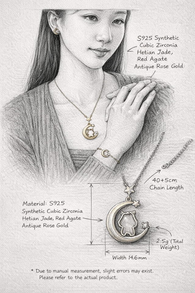 Starlit Guardian Horse Moon Jade Necklace