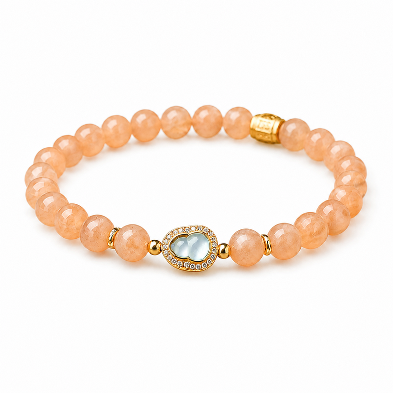 Ice Jade Gourd Sunstone Bracelet on a clean white background