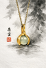 Gentle Essence Hetian Jade Pendant Necklace– S925 Sterling Silver with Ancient Gold Finish