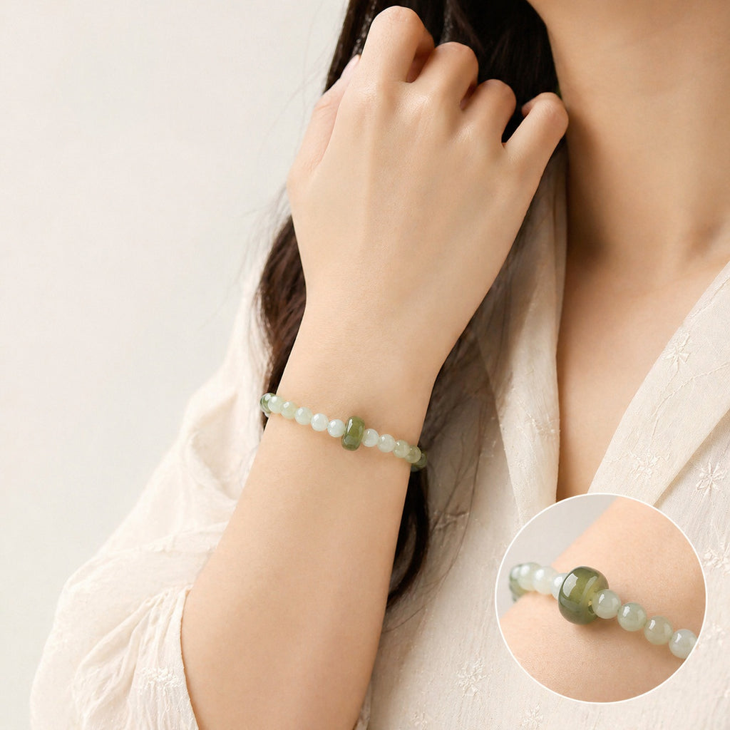 Green Jade Gradient Bead Bracelet – Calm Flow & Balance Energy