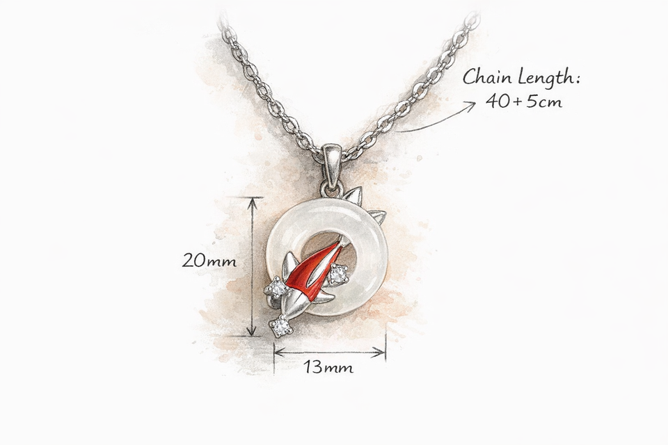 Fortune Koi White Chalcedony & Agate Pendant Necklace