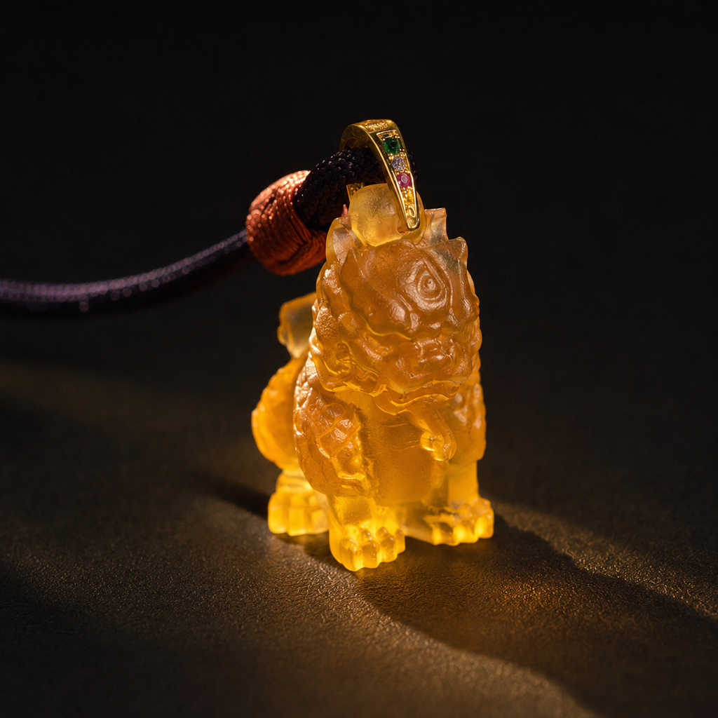 Flame Qilin Glaze Pendant–Guardian of Courage & Auspicious Energy
