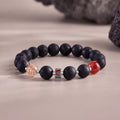 Lava stone and red inclusion quartz bracelet