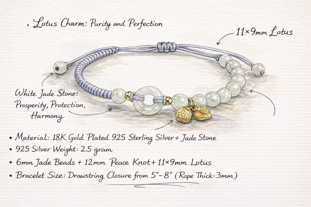 Lotus Flower Peace Knot Jade Bracelet-Inner Peace