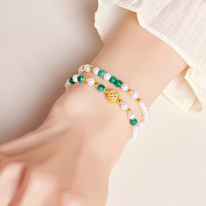 Second original model view of the pearl and malachite bracelet