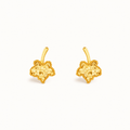 Maple leaf stud earring pair on white background