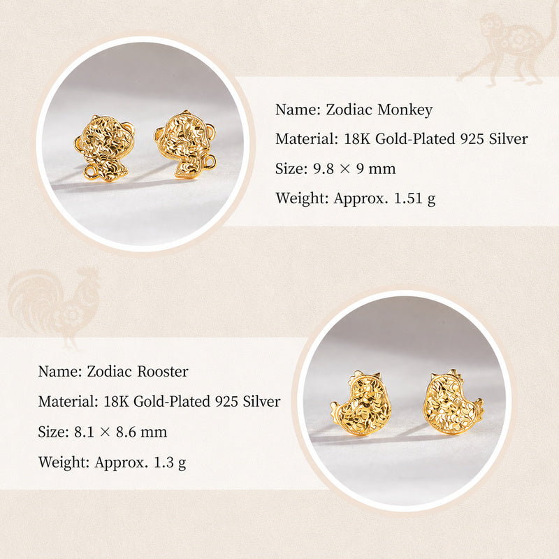 18K Gold-Plated 925 Silver Zodiac Stud Earrings-Your Sign, Your Story