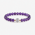Moonstone and amethyst bracelet on white with soft shadow