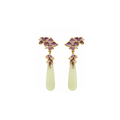 Natural jade iris earrings pair on white background