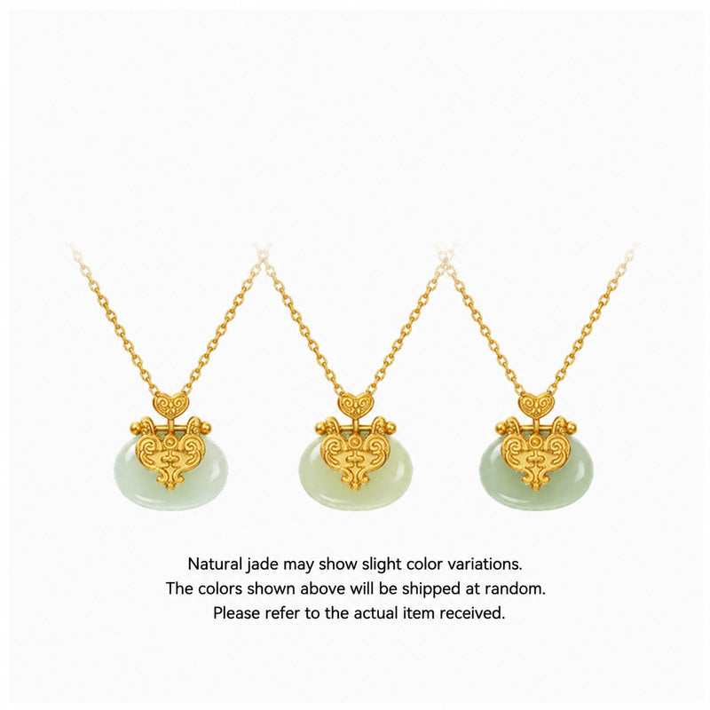 Natural nephrite jade necklace color variations shown side by side