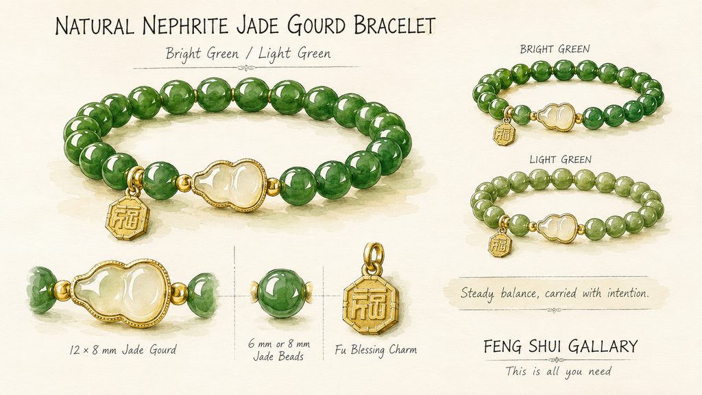 Nephrite jade gourd bracelet watercolor design details