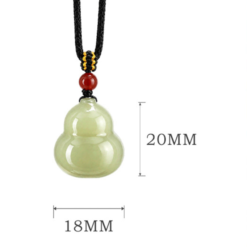 Nephrite jade gourd pendant size 18 by 20 millimeters