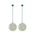 Nephrite jade peace buckle earrings on a white background