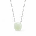 Nephrite jade peace square necklace on white background