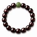 Nephrite jade Pixiu rosewood bracelet on white background