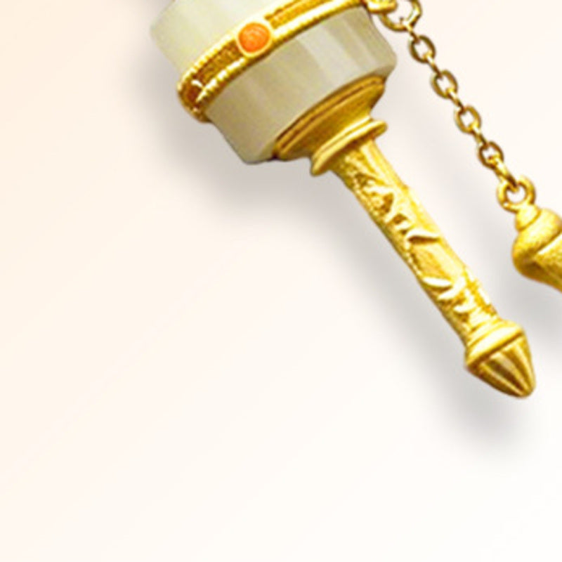 Close view of Nephrite Jade prayer wheel pendant metalwork