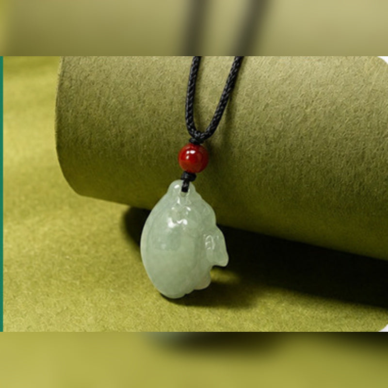 Alternate angle of the carved Nephrite Jade rabbit pendant