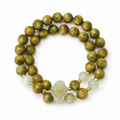 Nephrite jade Ruyi green sandalwood double-wrap bracelet overhead