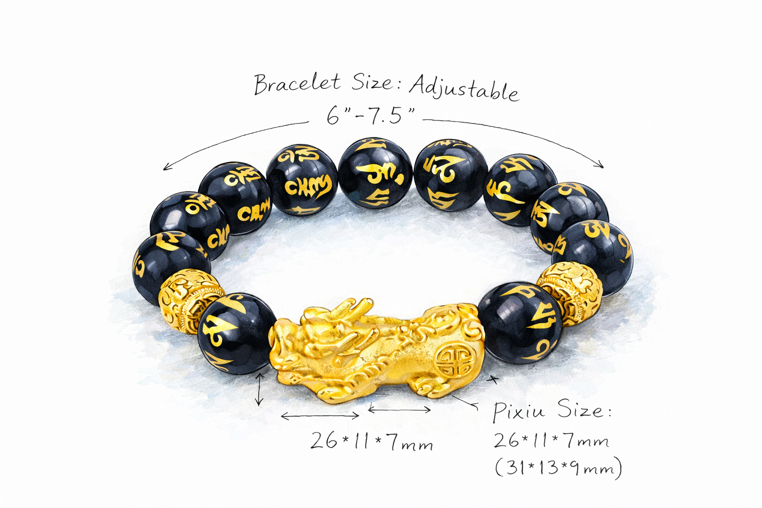 New Edition Feng Shui Pixiu Black Obsidian Wealth Bracelet